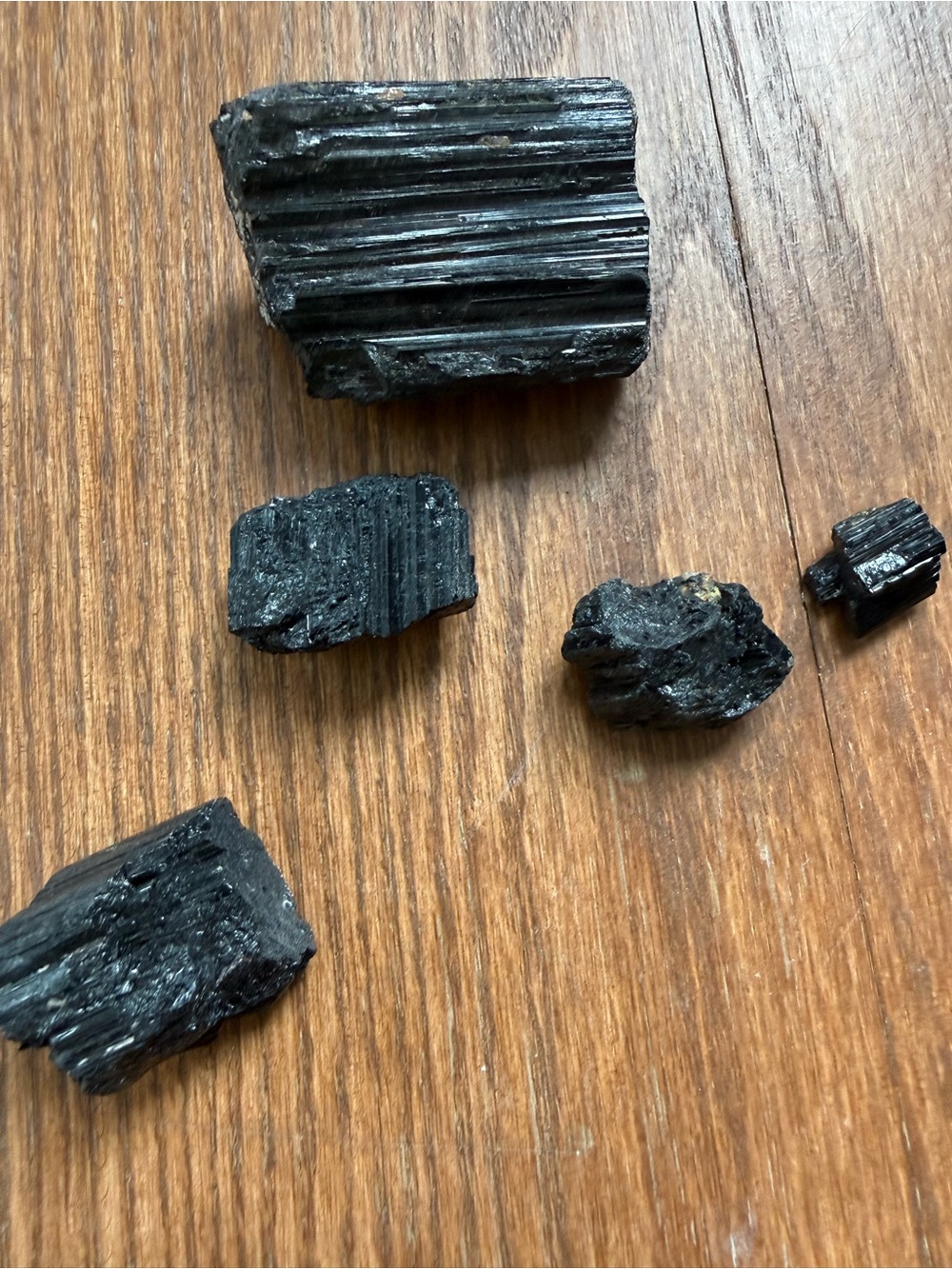 Raw black tourmaline crystal bundle set